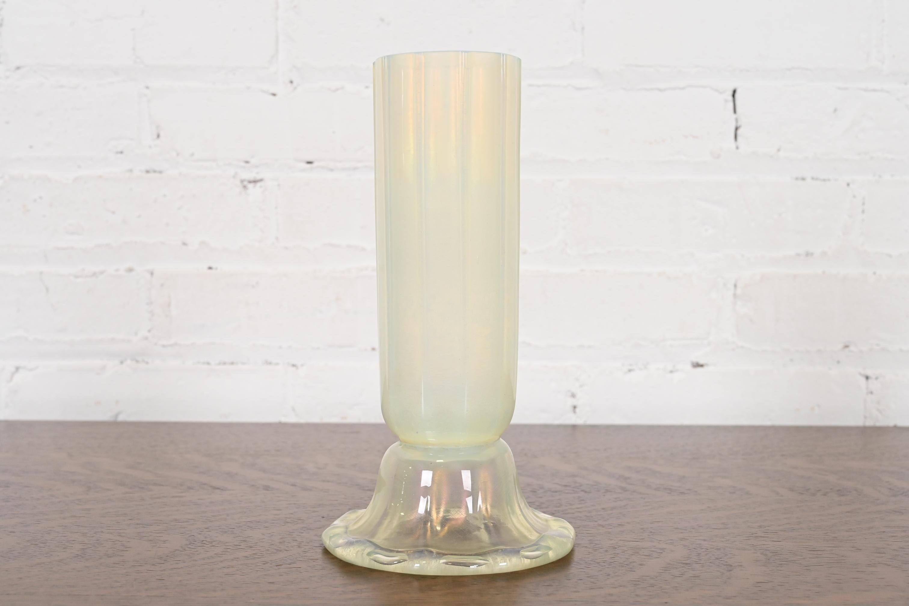 Arts and Crafts Louis Comfort Tiffany Favrile Opalescent Art Glass Tall Vase