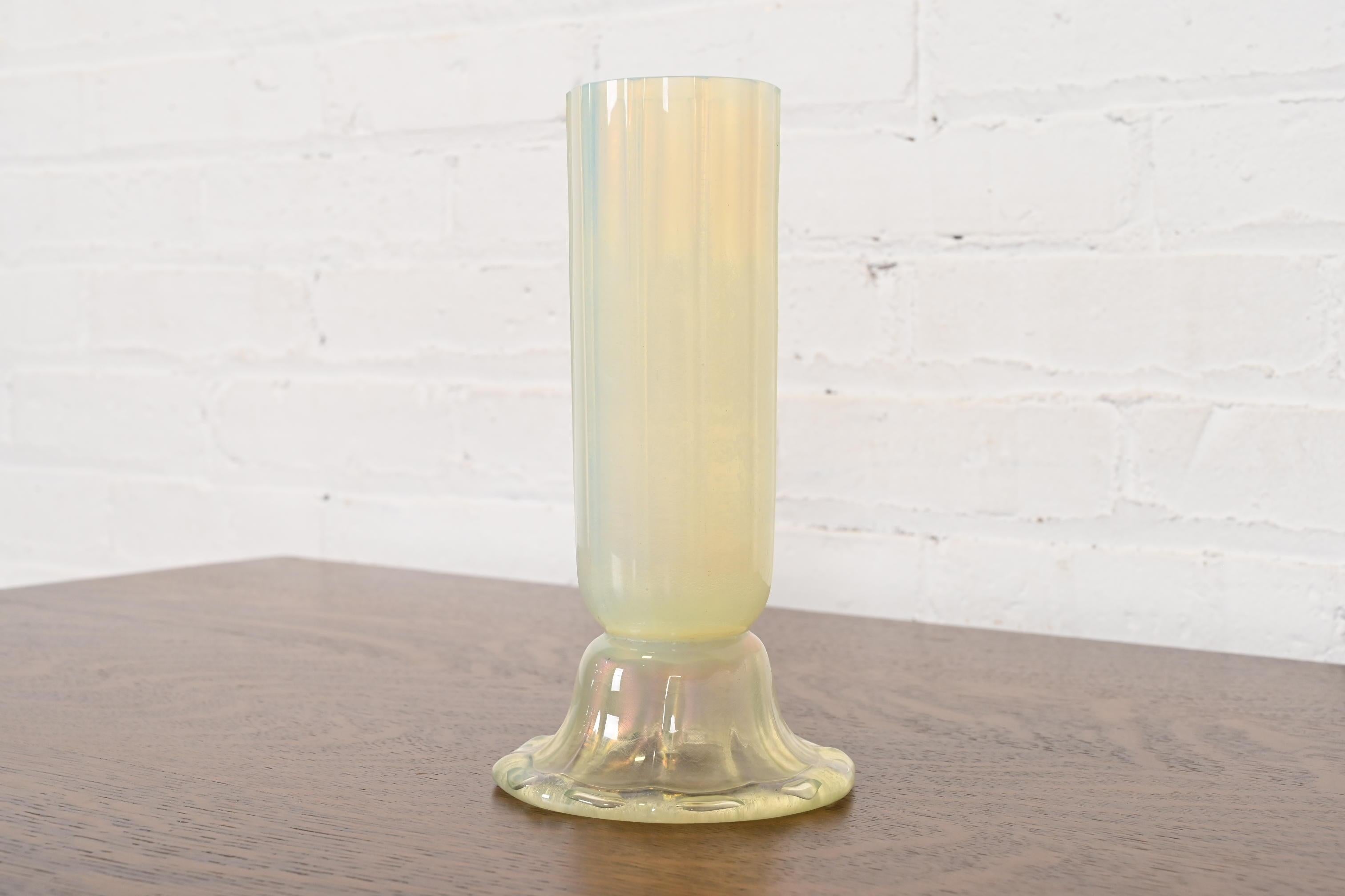 Louis Comfort Tiffany Favrile Opalescent Art Glass Tall Vase In Good Condition In South Bend, IN