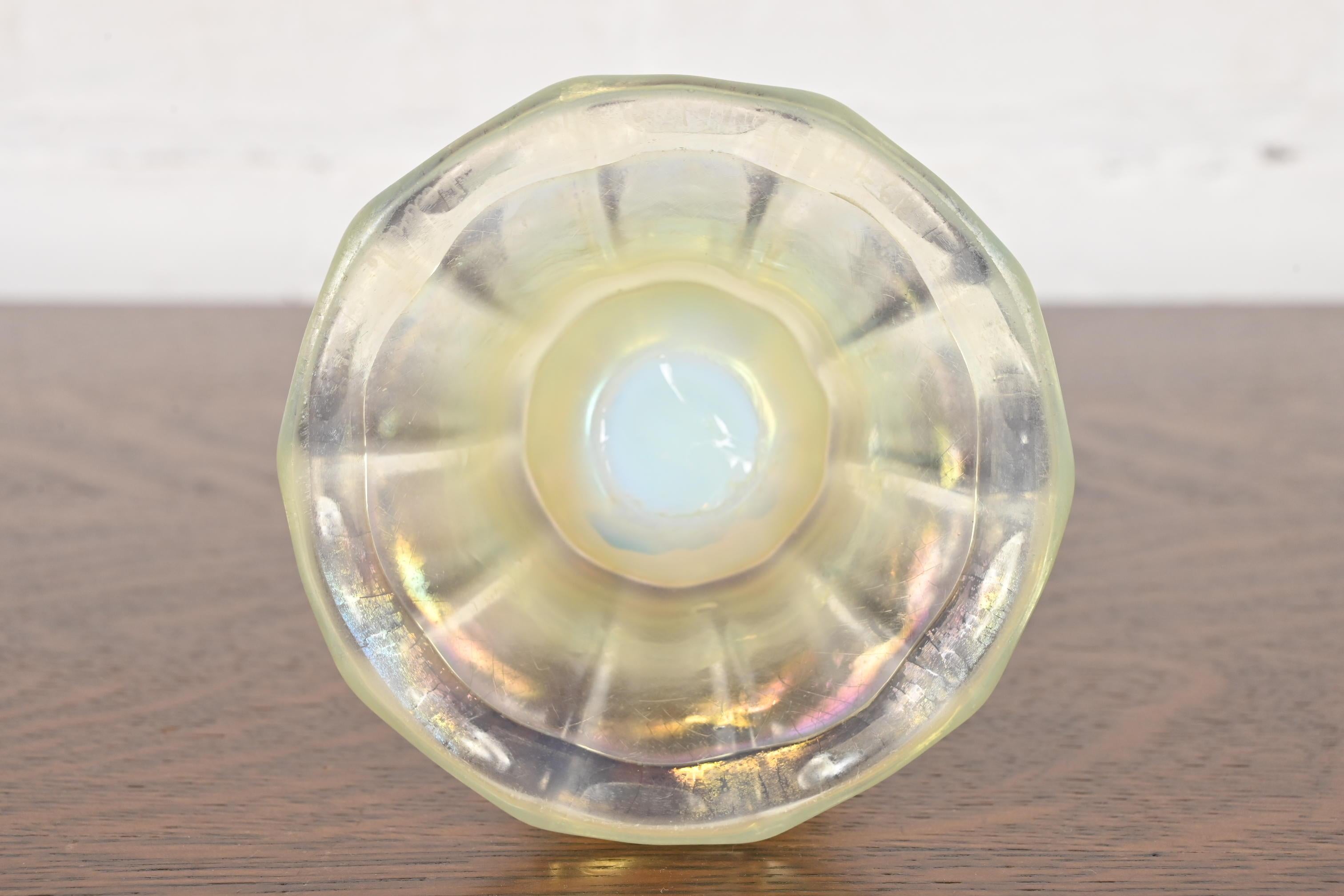 Louis Comfort Tiffany Favrile Opalescent Art Glass Tall Vase 3