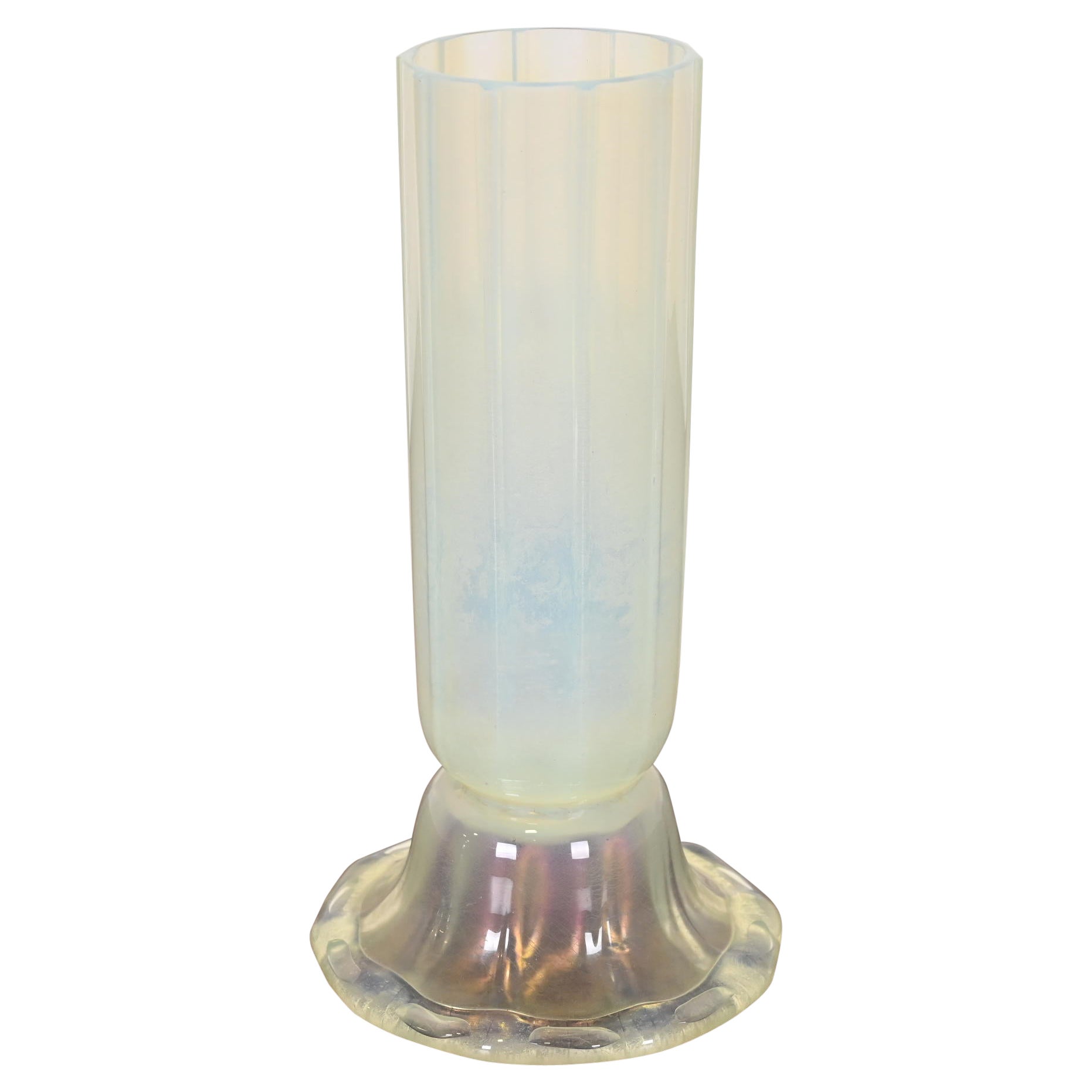 Louis Comfort Tiffany Favrile Opalescent Art Glass Tall Vase