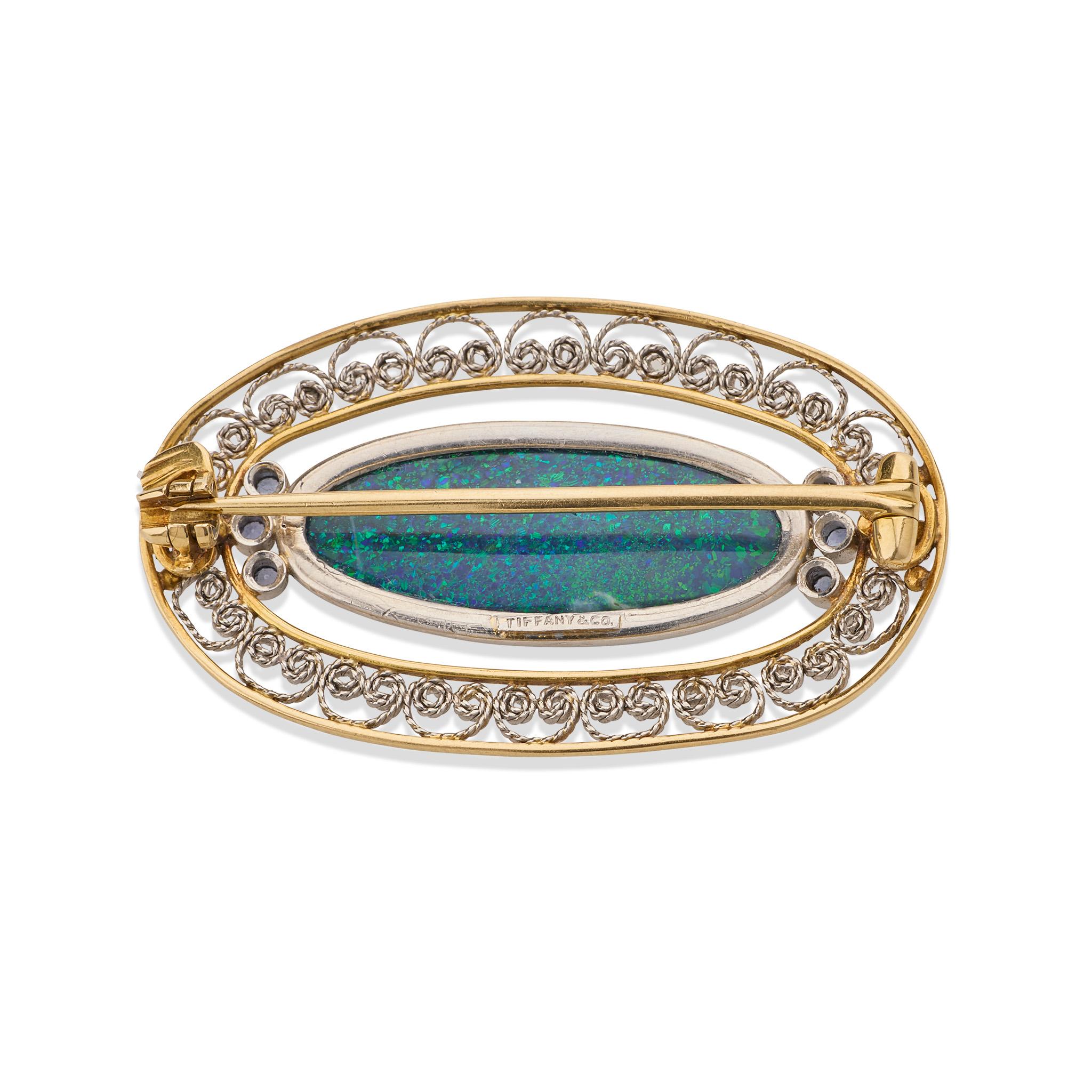 Art Nouveau Louis Comfort Tiffany for Tiffany & Co. Black Opal Brooch in vendita