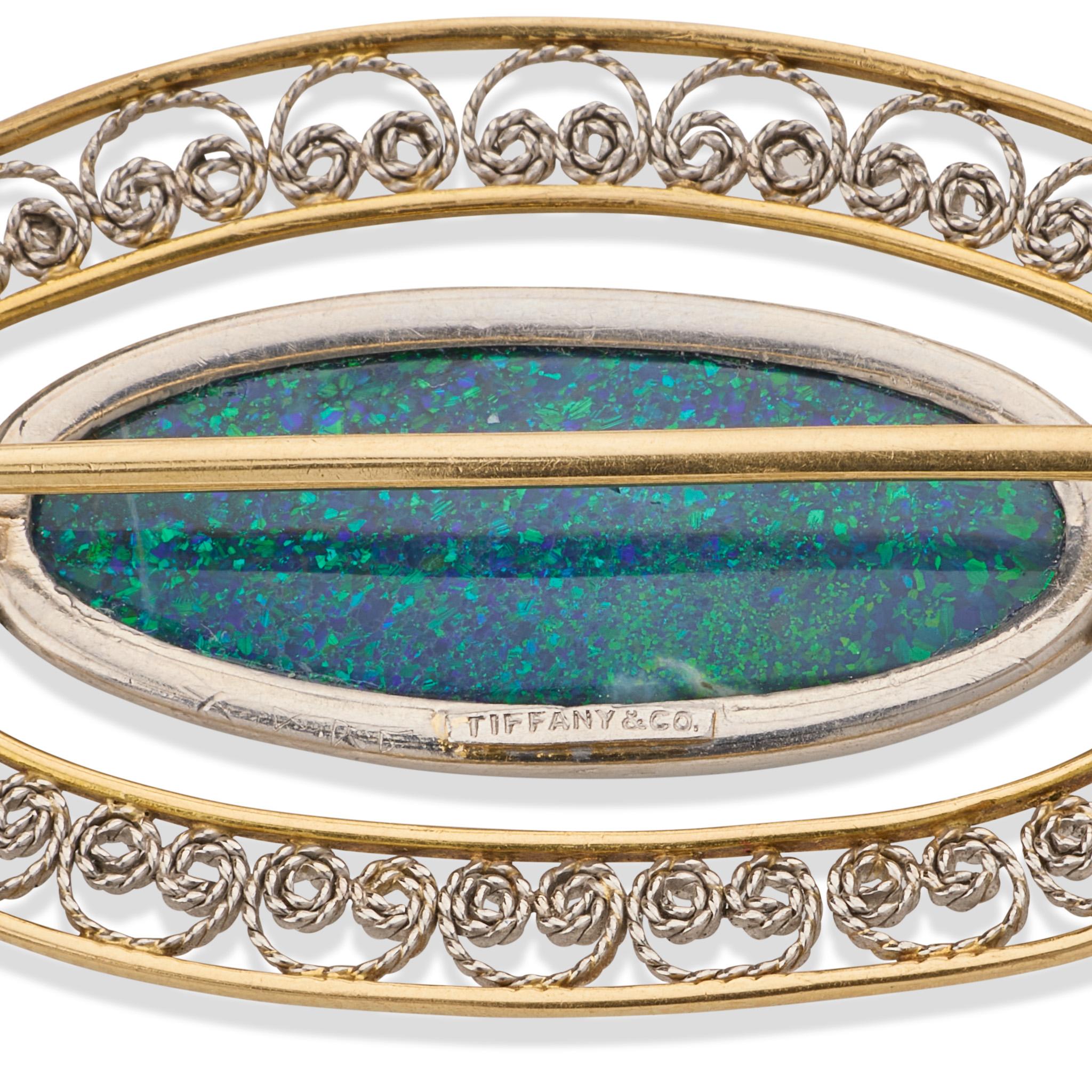 Cabochon Louis Comfort Tiffany for Tiffany & Co. Black Opal Brooch in vendita