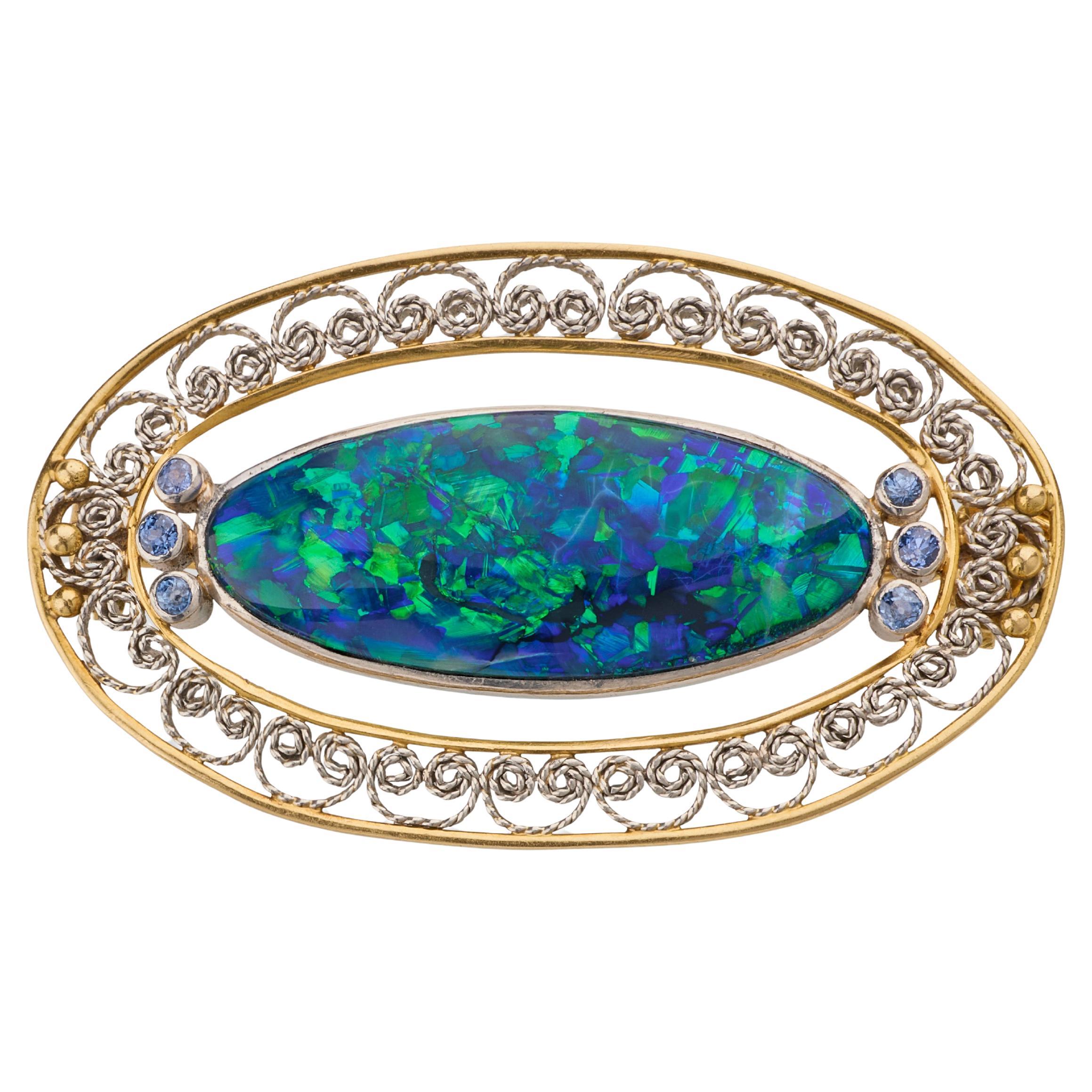 Louis Comfort Tiffany for Tiffany & Co. Black Opal Brooch