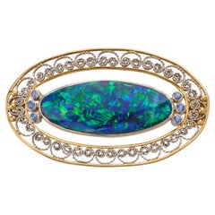 Antique Louis Comfort Tiffany for Tiffany & Co. Black Opal Brooch