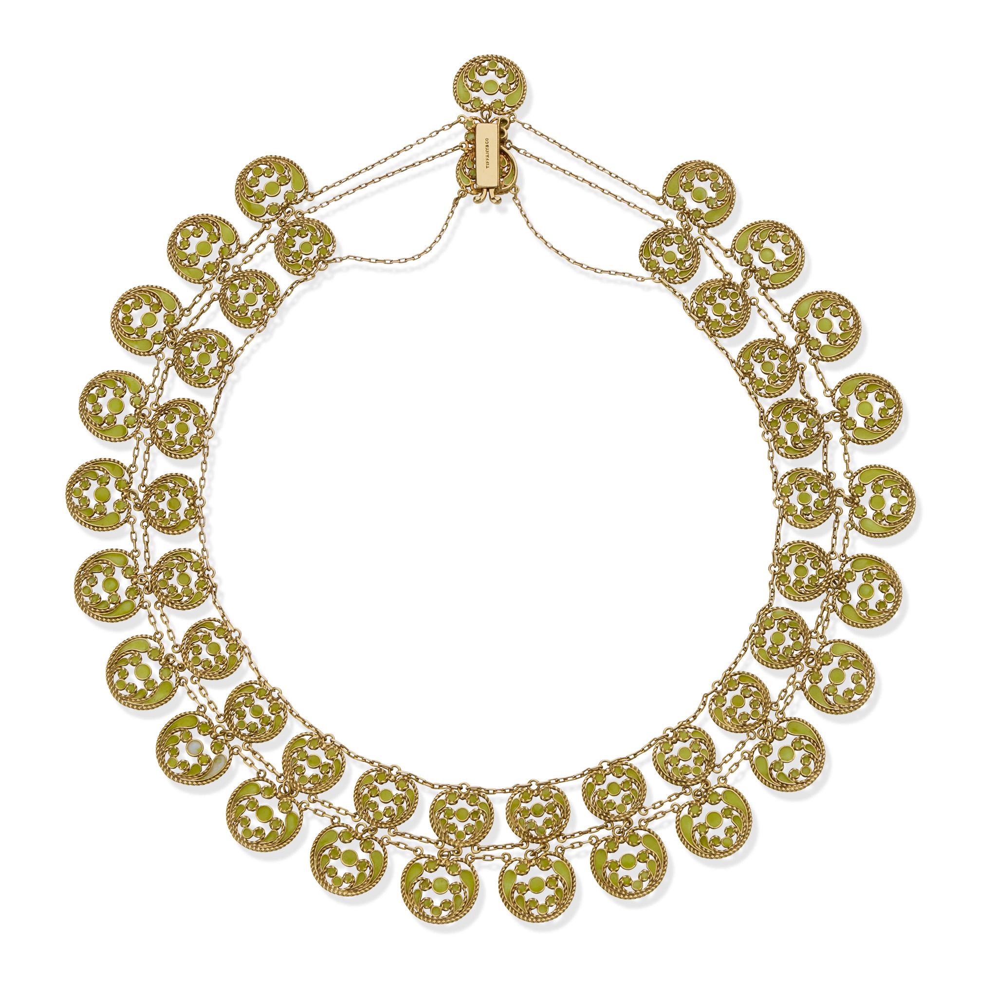 Louis Comfort Tiffany for Tiffany & Co. Enamel Necklace Excellent état - En vente à New York, NY