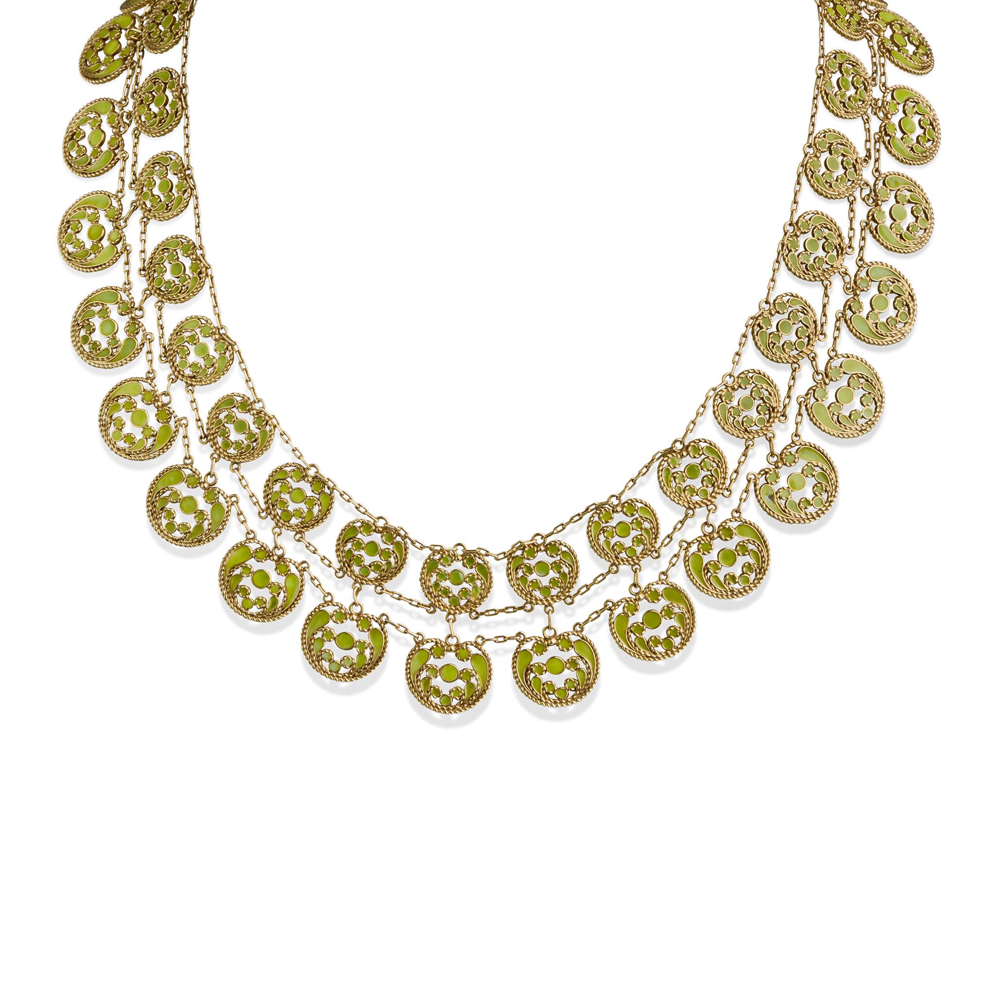 Louis Comfort Tiffany for Tiffany & Co. Enamel Necklace Unisexe en vente