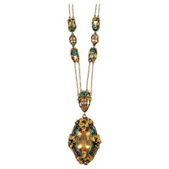 Louis Comfort Tiffany for Tiffany & Co. Golden Topaz and Emerald Necklace