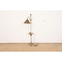 Louis Comfort Tiffany Furnaces Bronze Art Deco Floor Lamp With Wire Mesh Shade