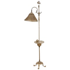 Louis Comfort Tiffany Furnaces Bronze Art Deco Floor Lamp With Wire Mesh Shade