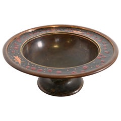 Louis Comfort Tiffany Furnaces Bronze Enameled Footed Dish or Bowl