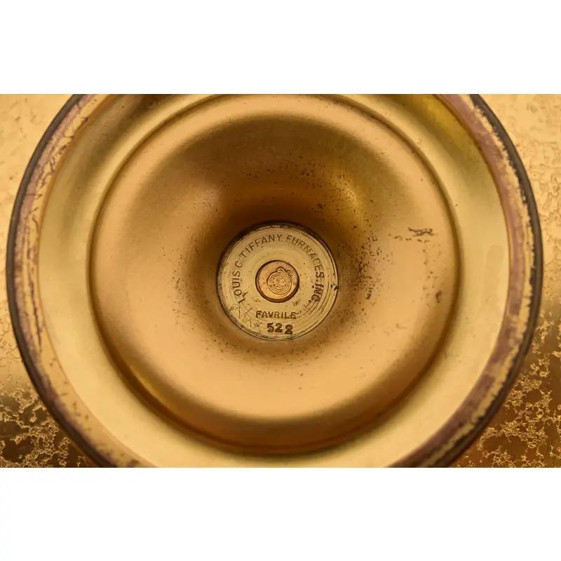 Louis Comfort Tiffany Furnaces Favrile Bronze Doré Footed Centerpiece Bowl im Angebot 5