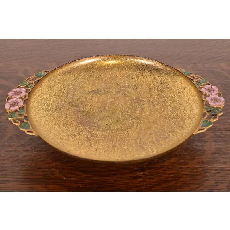 Louis Comfort Tiffany Furnaces Favrile Bronze Doré Footed Centerpiece Bowl (Arts and Crafts) im Angebot