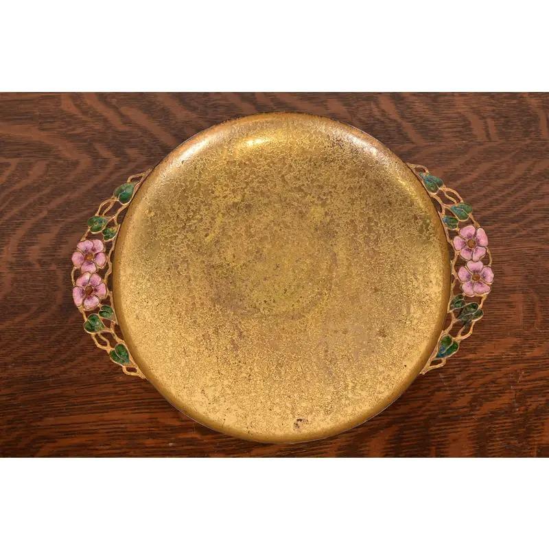 Louis Comfort Tiffany Furnaces Favrile Bronze Doré Footed Centerpiece Bowl (amerikanisch) im Angebot