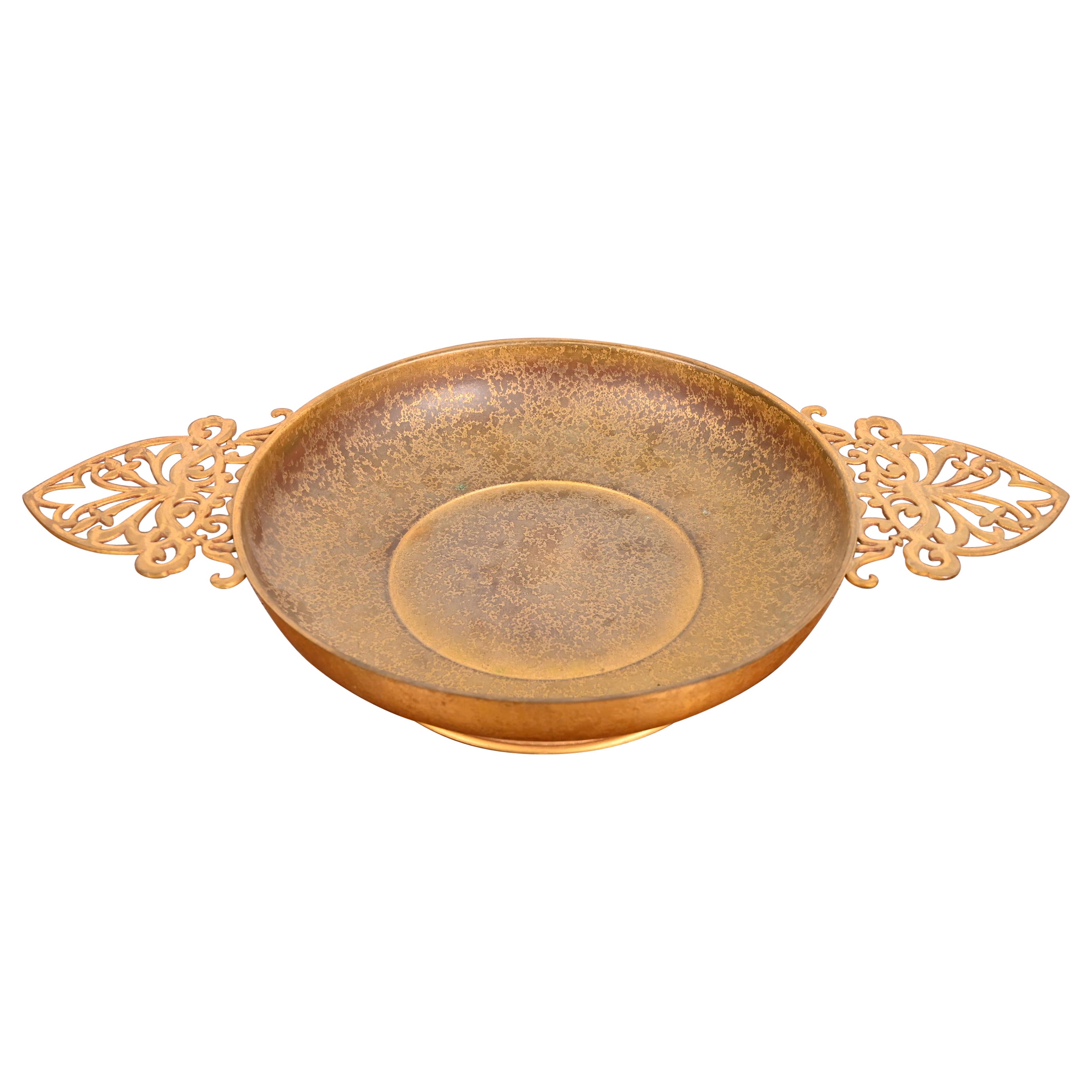 Ciotola centrotavola con manico in bronzo doré di Louis Comfort Tiffany Furnaces in vendita