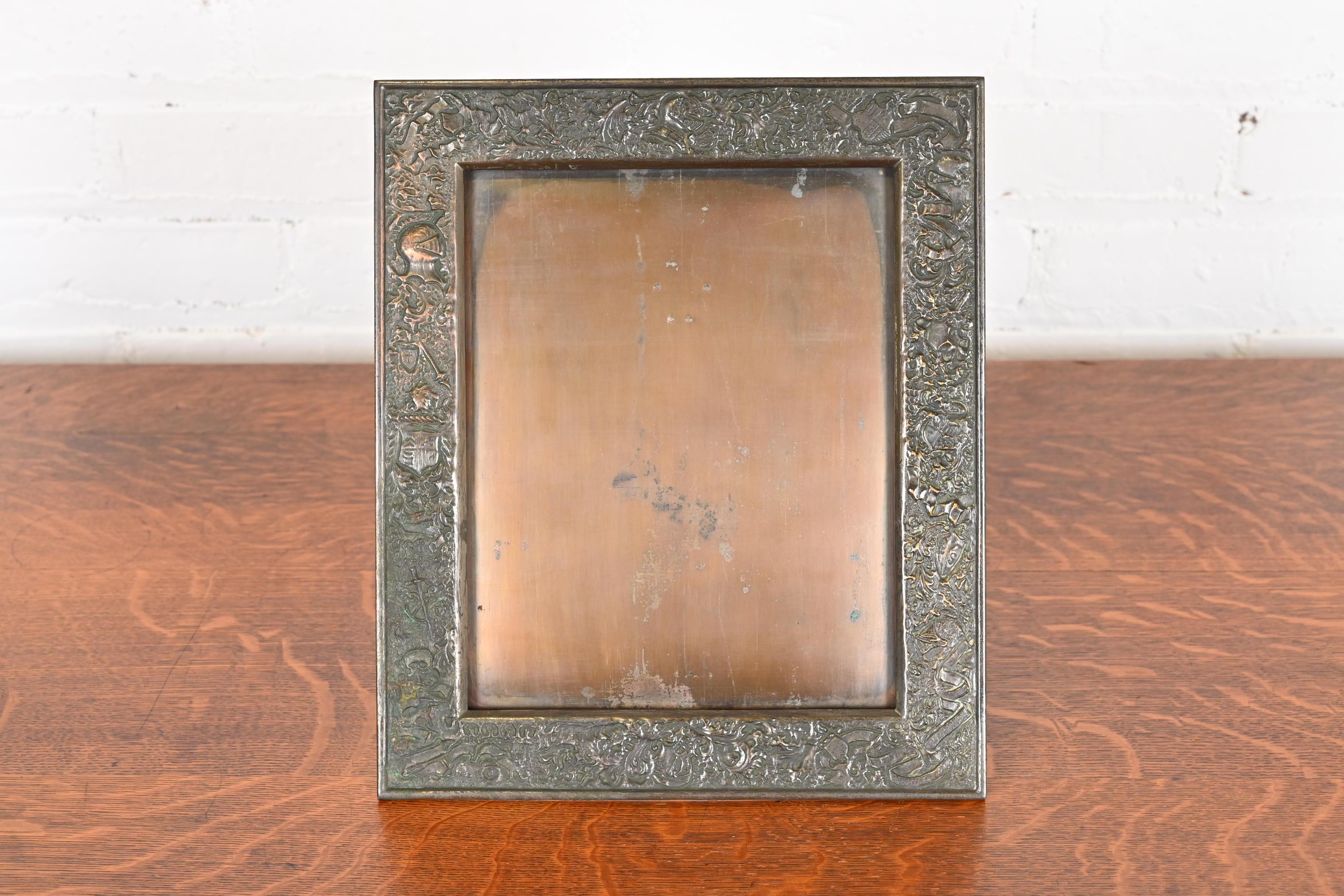 Arts and Crafts Louis Comfort Tiffany Furnaces Large Bronze Picture Frame, 1920s For Sale