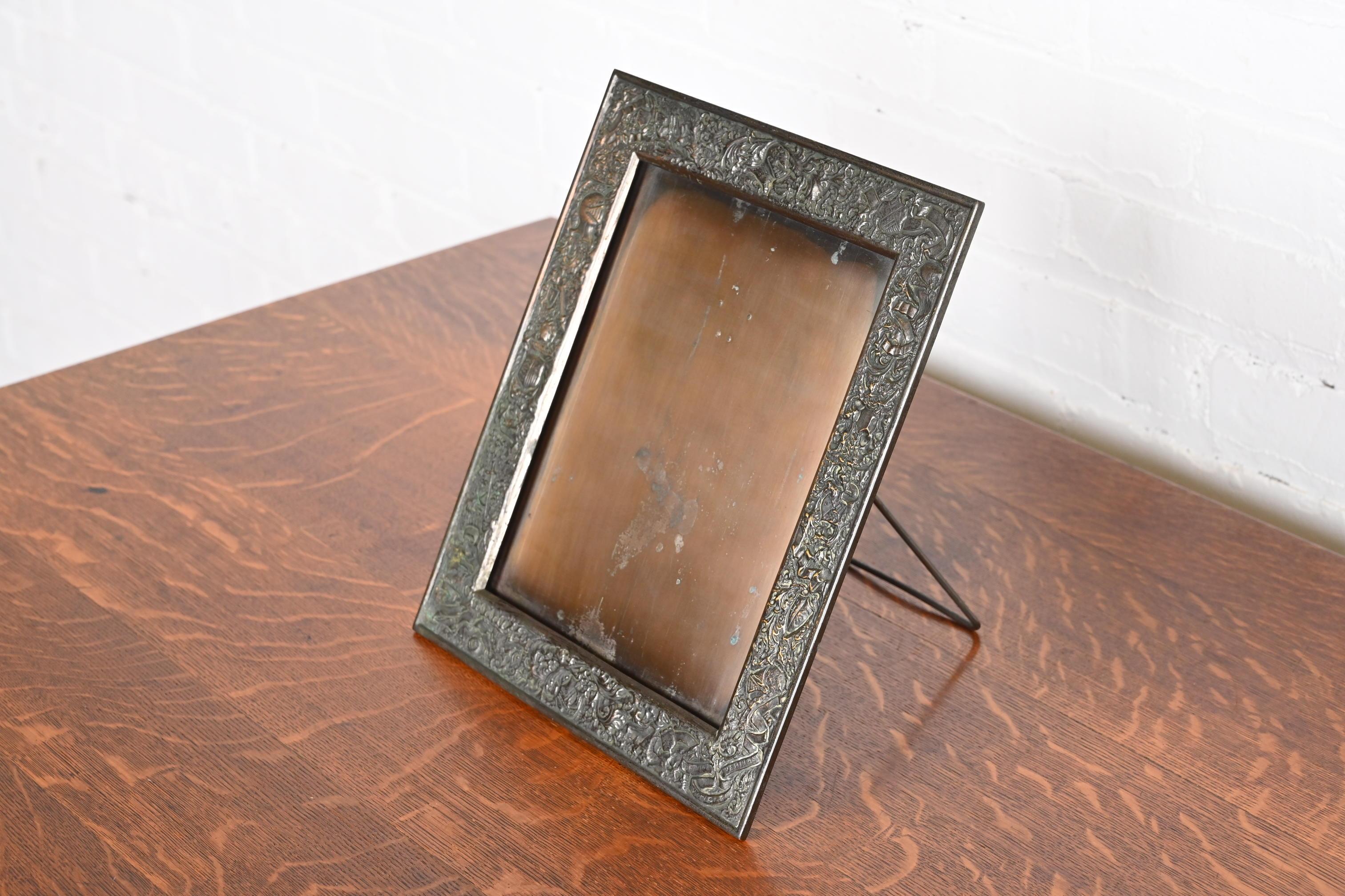 American Louis Comfort Tiffany Furnaces Large Bronze Picture Frame, 1920s For Sale