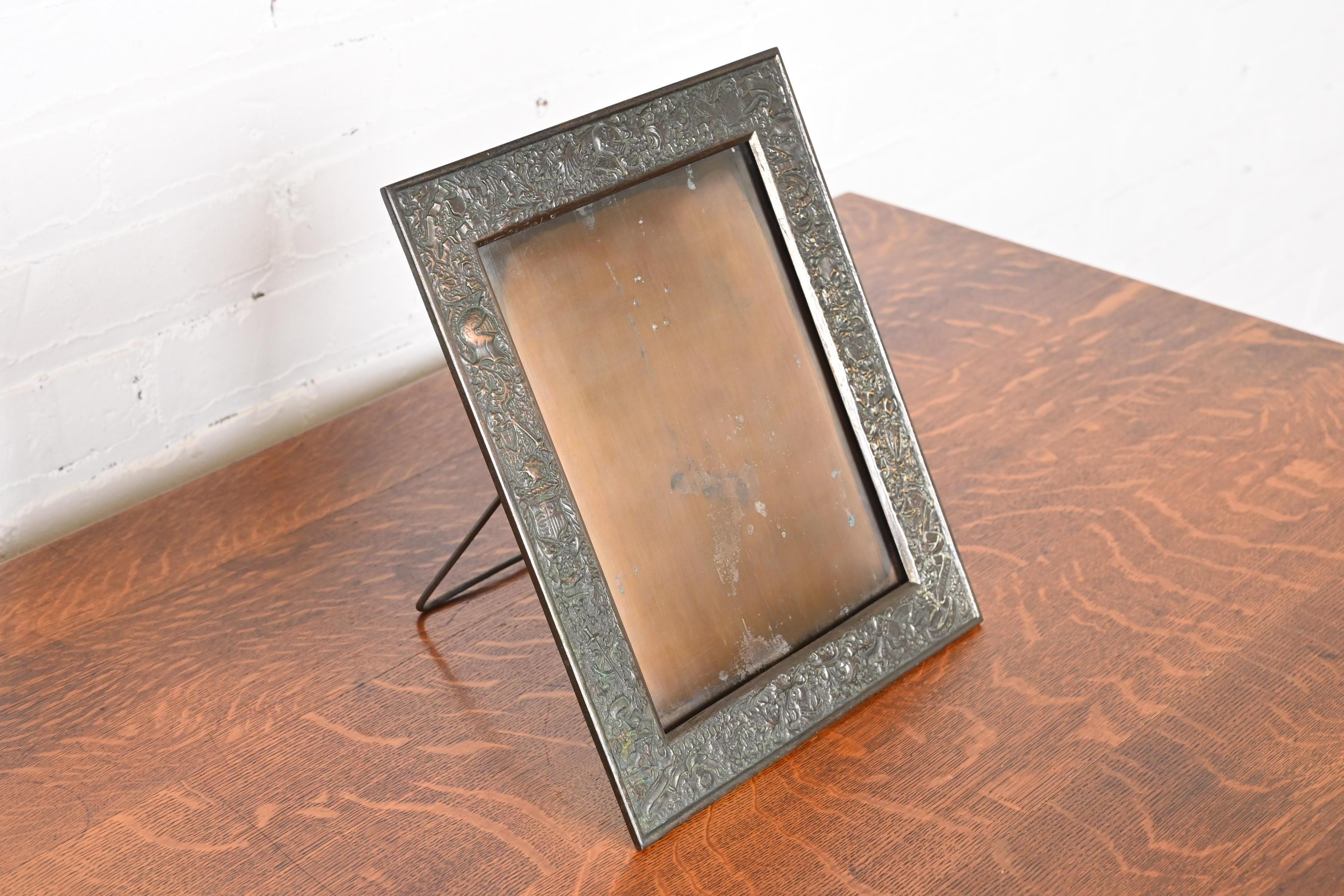 Louis Comfort Tiffany Furnaces Large Bronze Picture Frame, 1920s In Good Condition For Sale In South Bend, IN