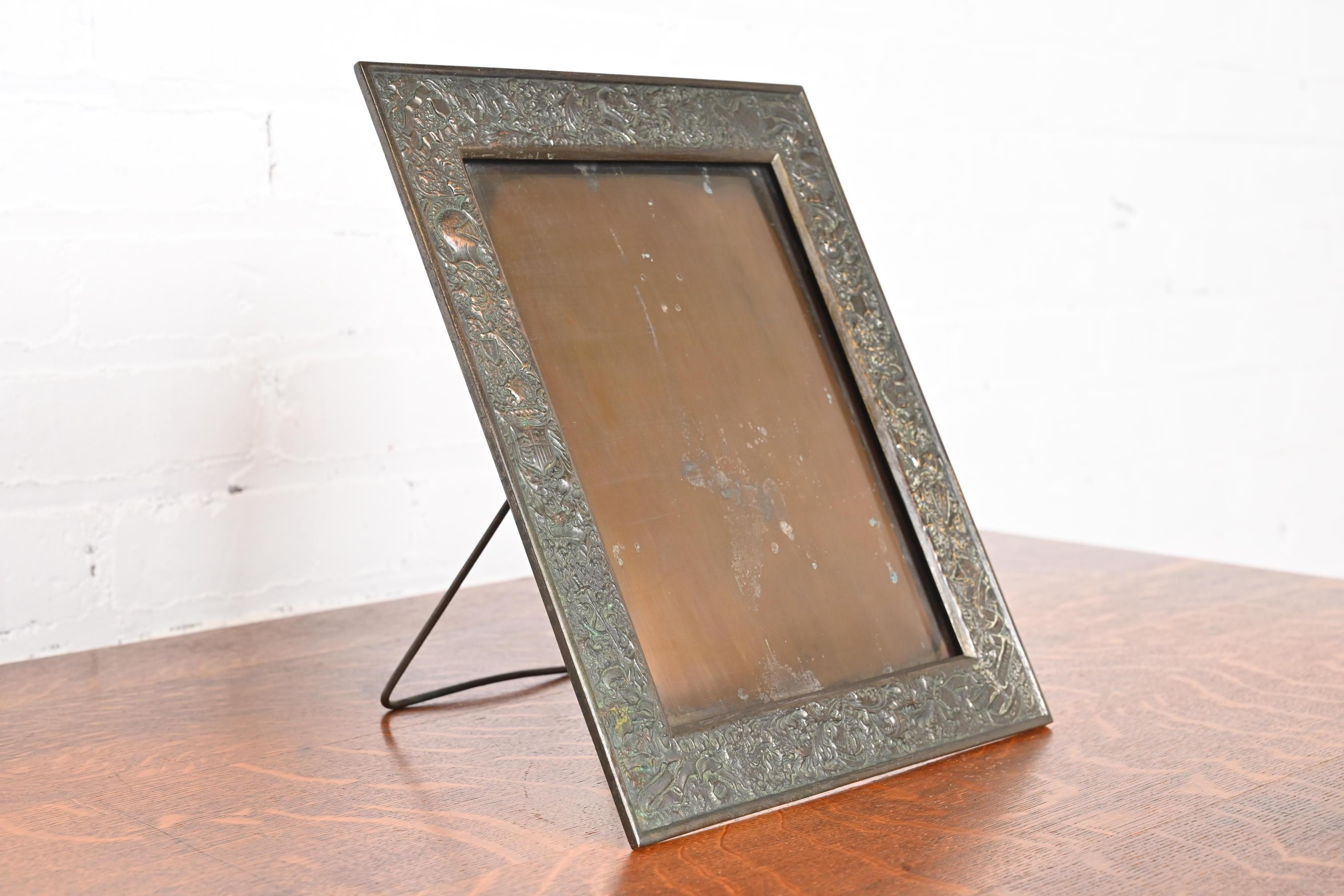 Early 20th Century Louis Comfort Tiffany Furnaces Large Bronze Picture Frame, 1920s For Sale