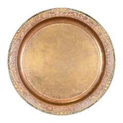 Louis Comfort Tiffany Furnaces New York Bronze Doré and Enamel Plate or Tray