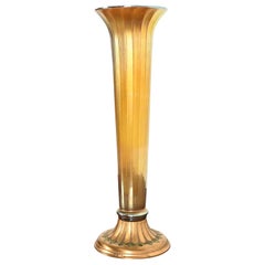 Louis Comfort Tiffany Furnaces Trumpet Vase on Bronze Doré Enameled Stand, 1920s