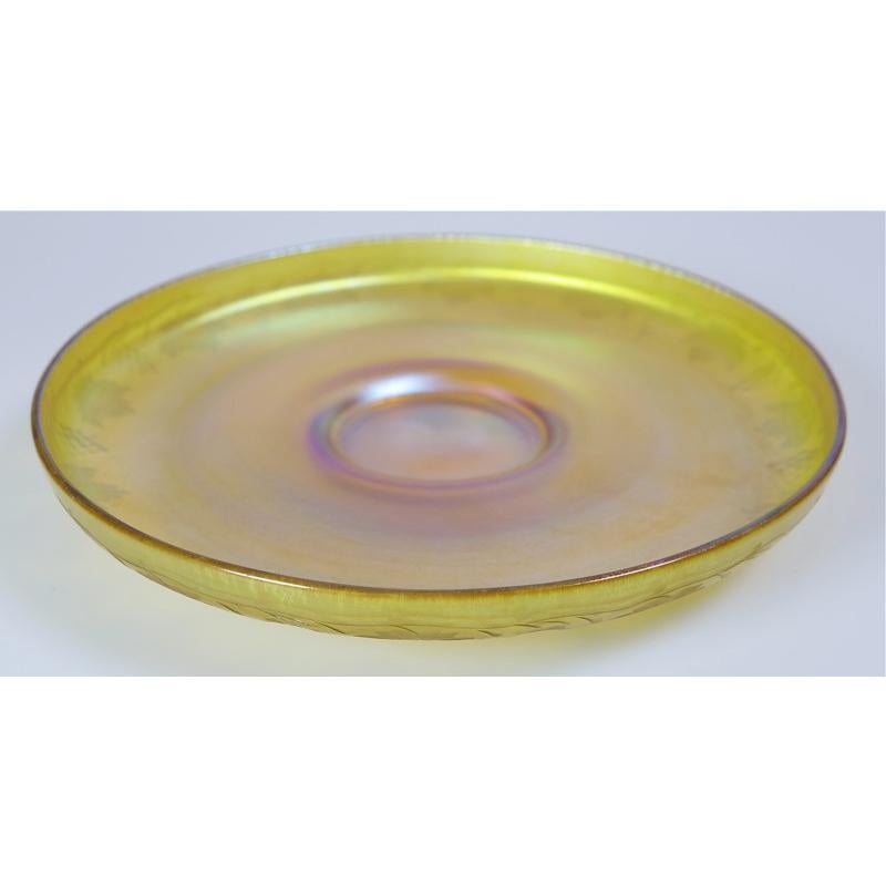 Louis Comfort Tiffany Gold Favrile Art Glass Etched 