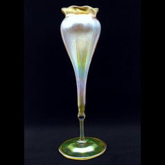 Louis Comfort Tiffany Gold Favrile Art Glass Footed Floriform Vase, LCT,  1905