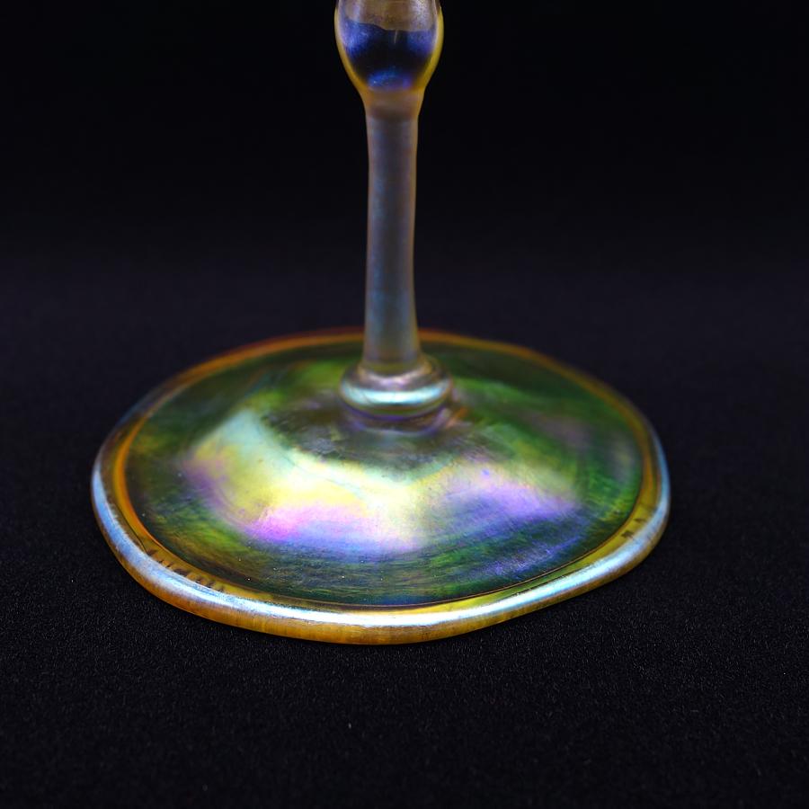 Fired Louis Comfort Tiffany Gold Favrile Art Glass Footed Floriform Vase, LCT,  1905