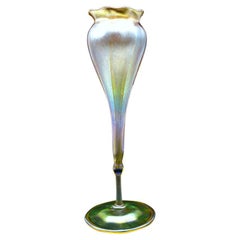Louis Comfort Tiffany Gold Favrile Art Glass Footed Floriform Vase, LCT,  1905