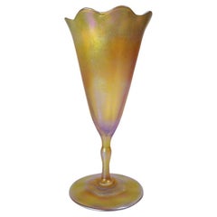Louis Comfort Tiffany Gold Favrile Art Glass Footed Vase, LCT, circa 1906
