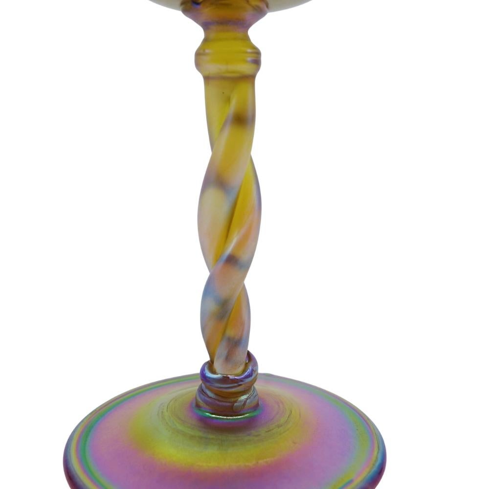 Fired Louis Comfort Tiffany Gold Favrile Art Glass Goblet - LCT 1910