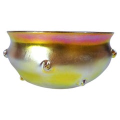Louis Comfort Tiffany Gold Favrile Art Glass "Prunts" Bowl, LCT circa 1910