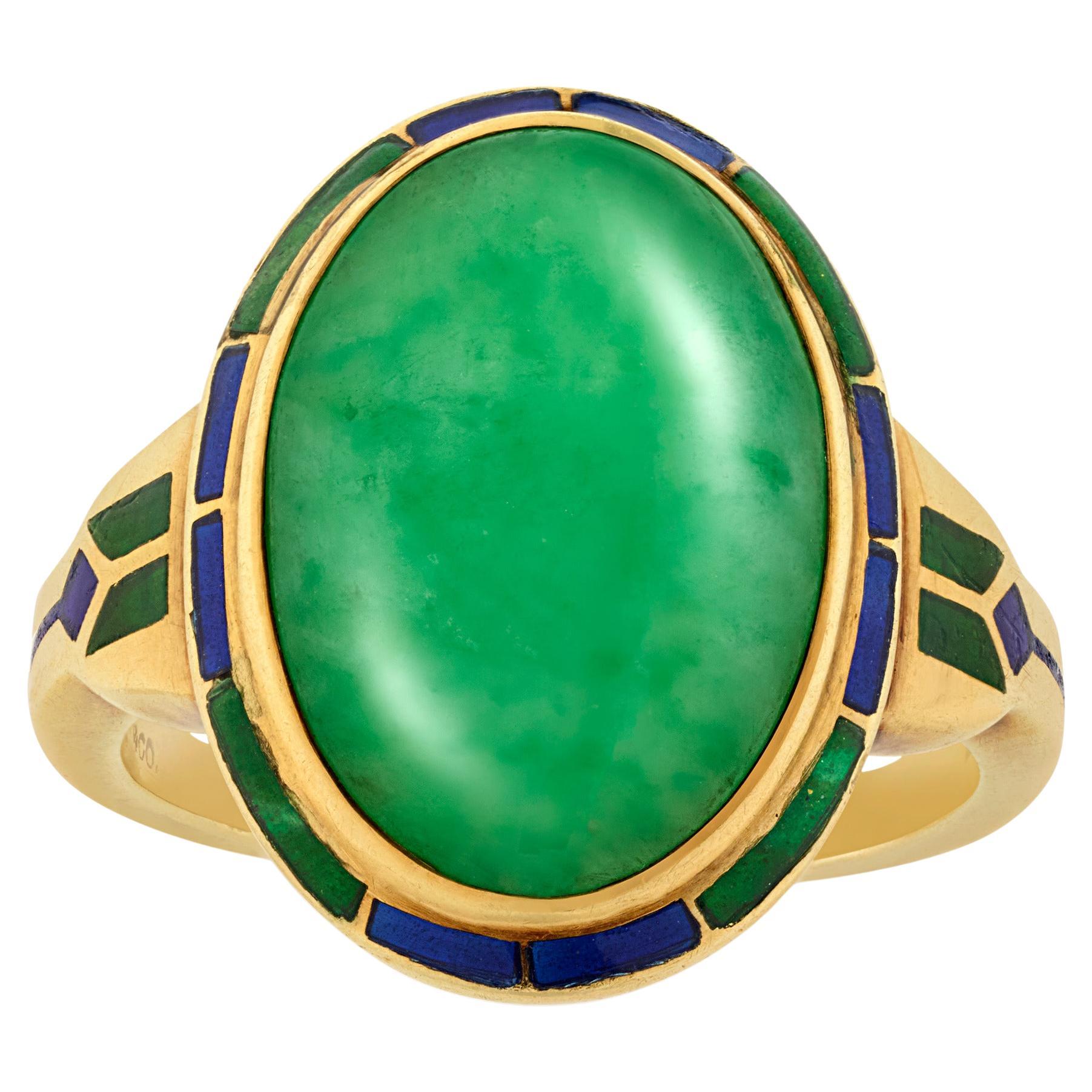 Anello di giada Louis Comfort Tiffany, 7,45 Carati in vendita
