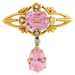 Louis Comfort Tiffany Kunzite Brooch, 17.25 Carats