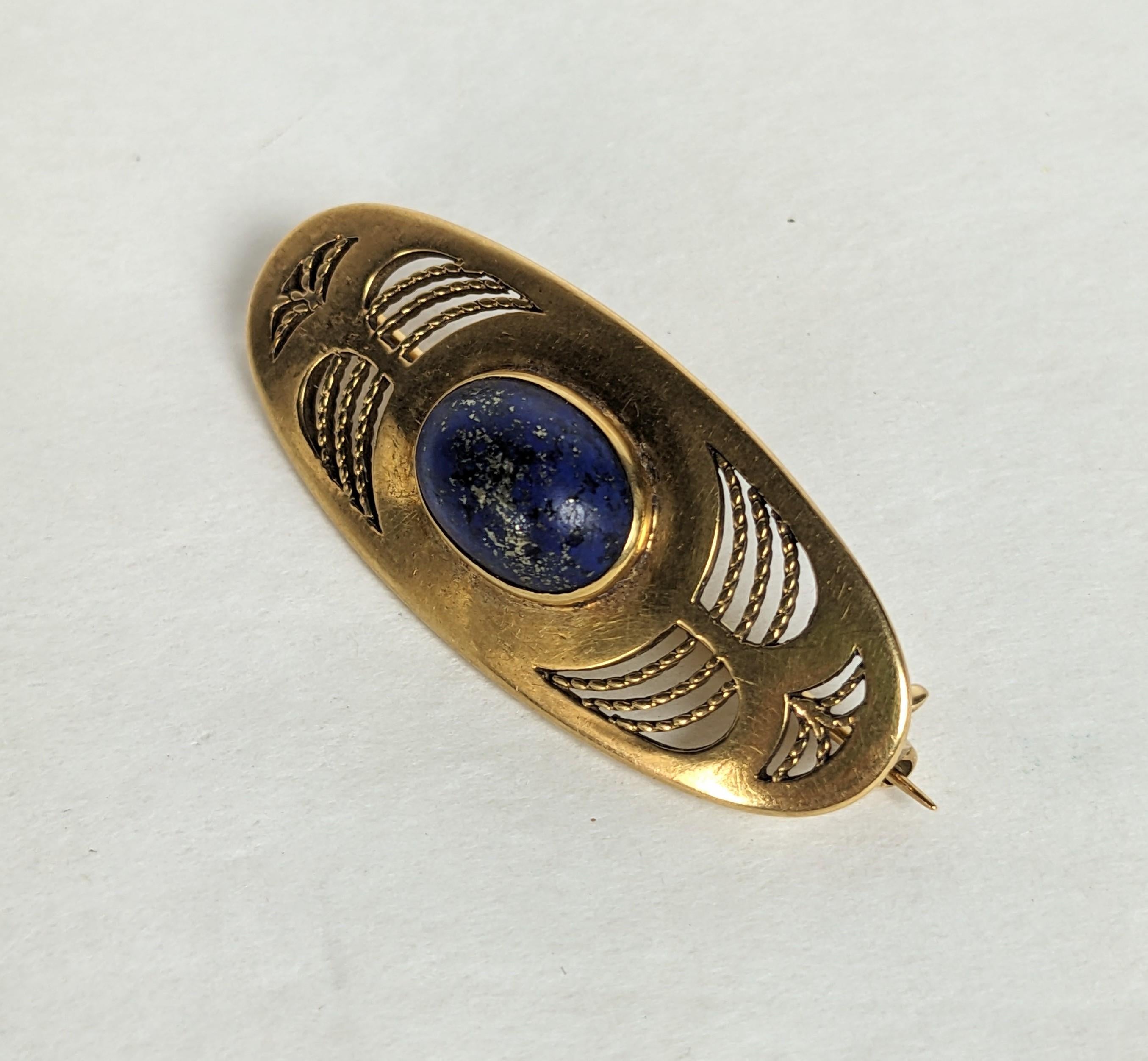 Louis Comfort Tiffany Lapis Arts and Crafts Brooch For Sale 1