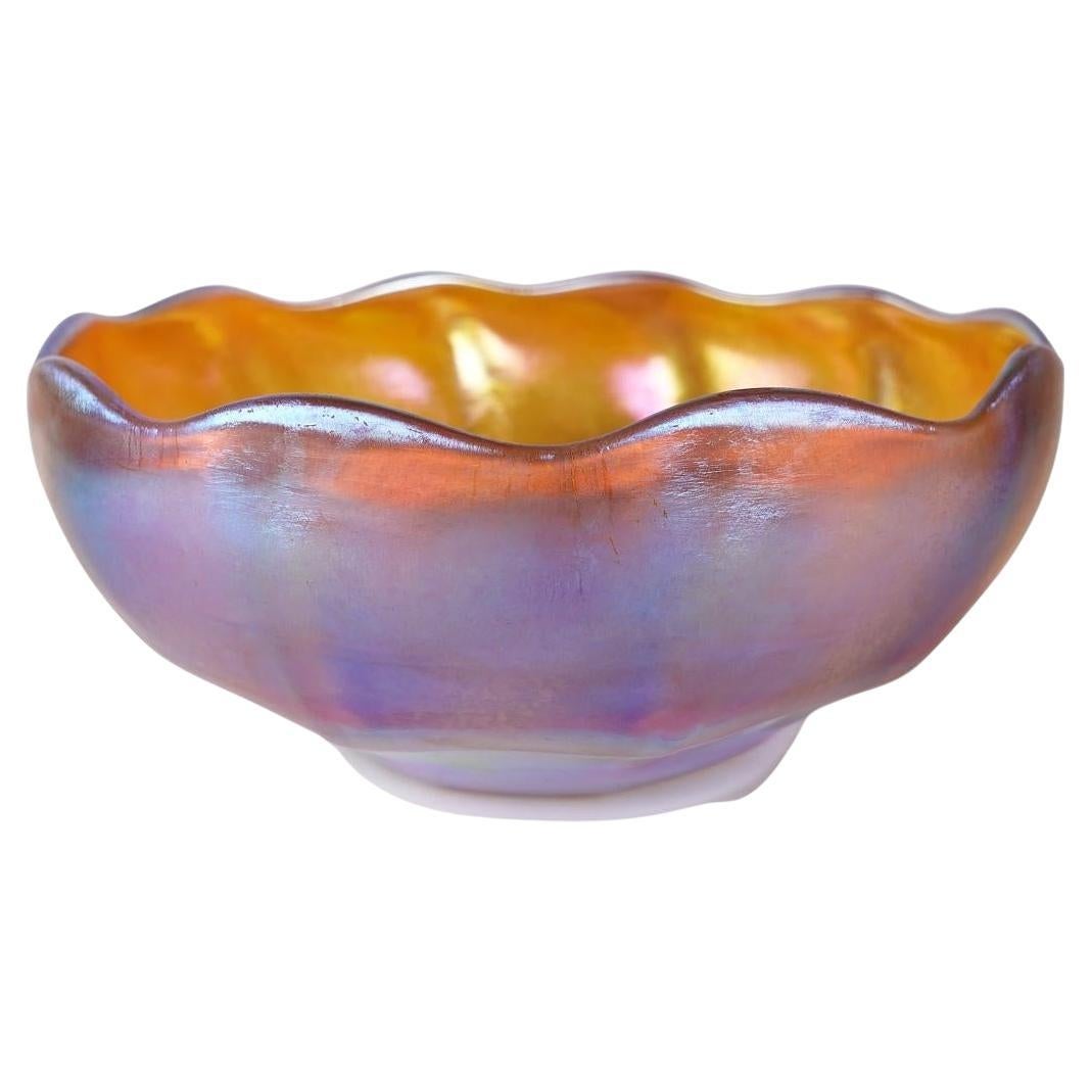 Louis Comfort Tiffany Large Gold Favrile Art Glass Serving Bowl LCT 1918