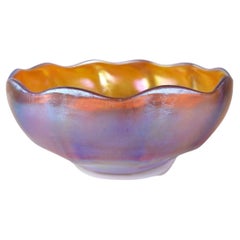 Louis Comfort Tiffany Large Gold Favrile Art Glass Serving Bowl LCT 1918