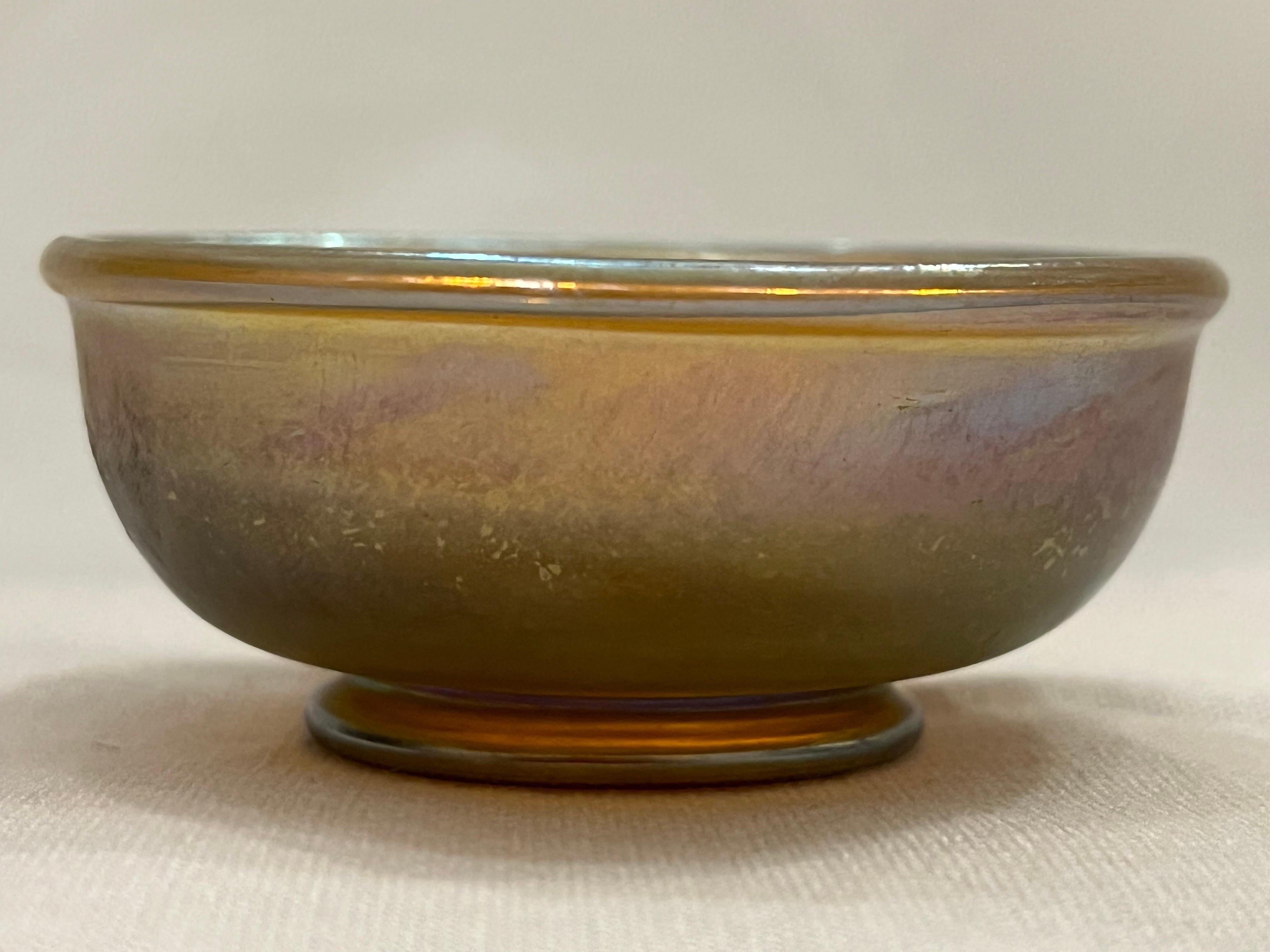 Louis Comfort Tiffany LCT Favrile Glass Antique Bowl Signed Marked Circa 1910 For Sale 7
