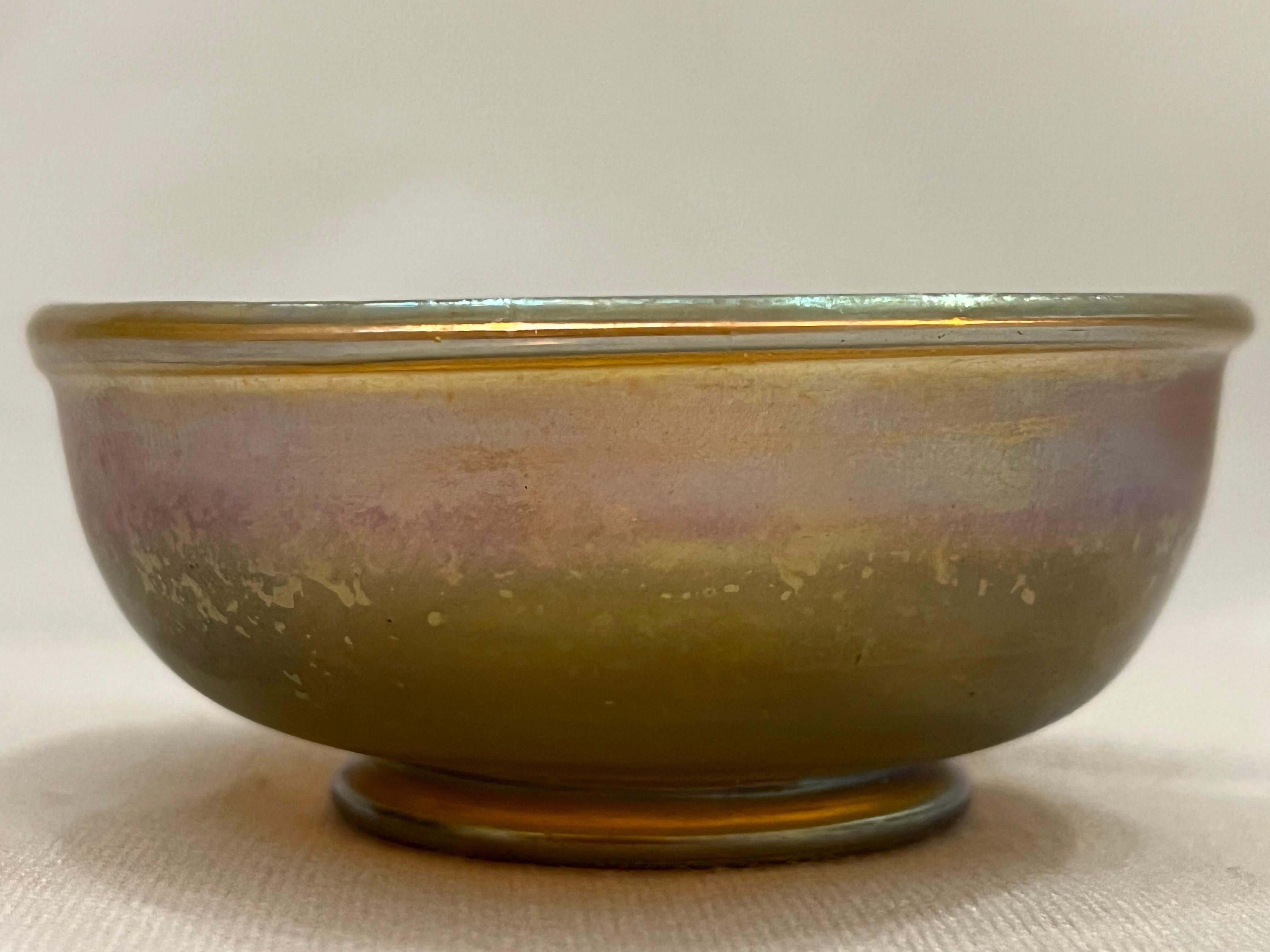 Louis Comfort Tiffany LCT Favrile Glass Antique Bowl Signed Marked Circa 1910 For Sale 9