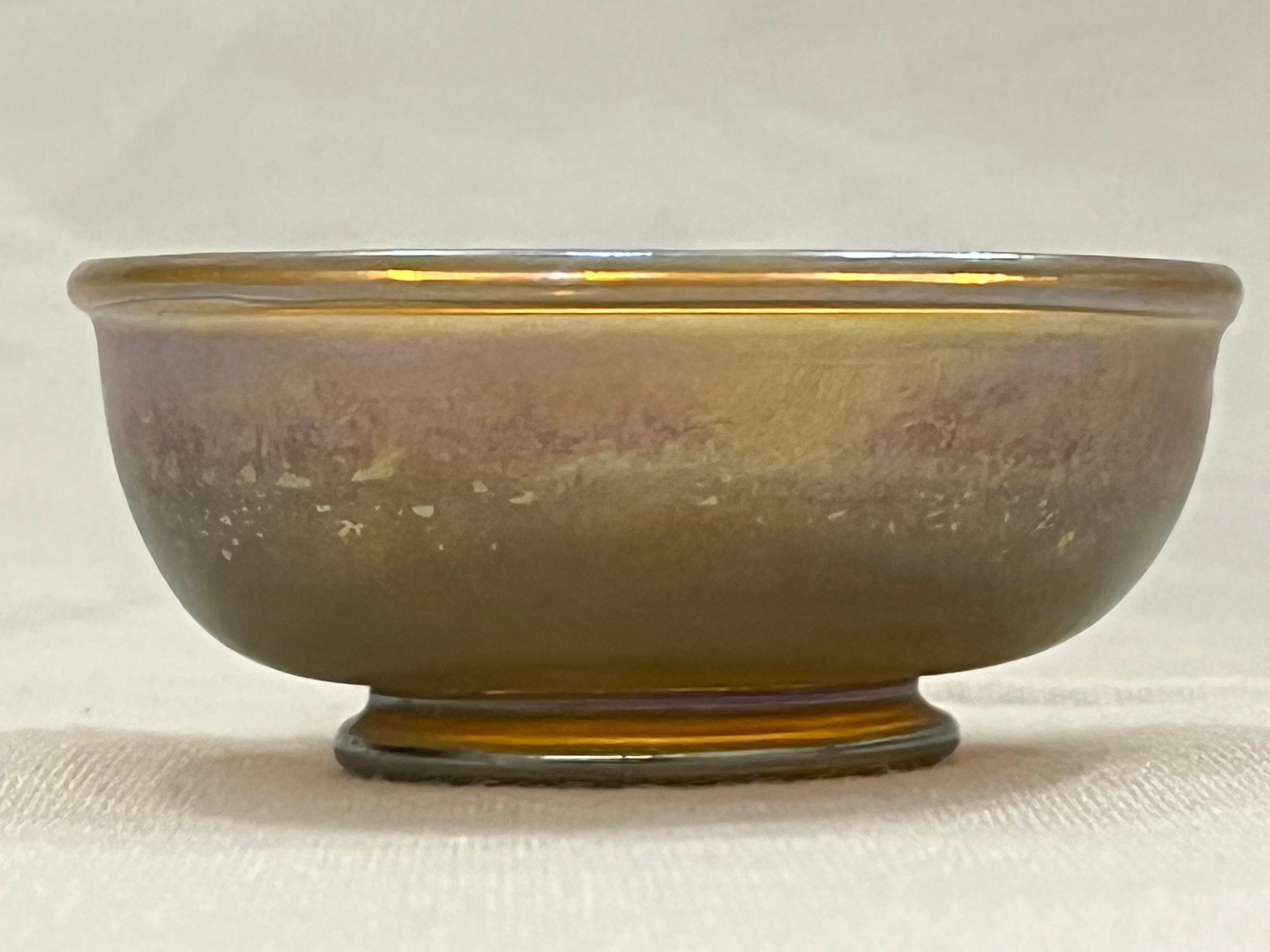 American Louis Comfort Tiffany LCT Favrile Glass Antique Bowl Signed Marked Circa 1910 For Sale