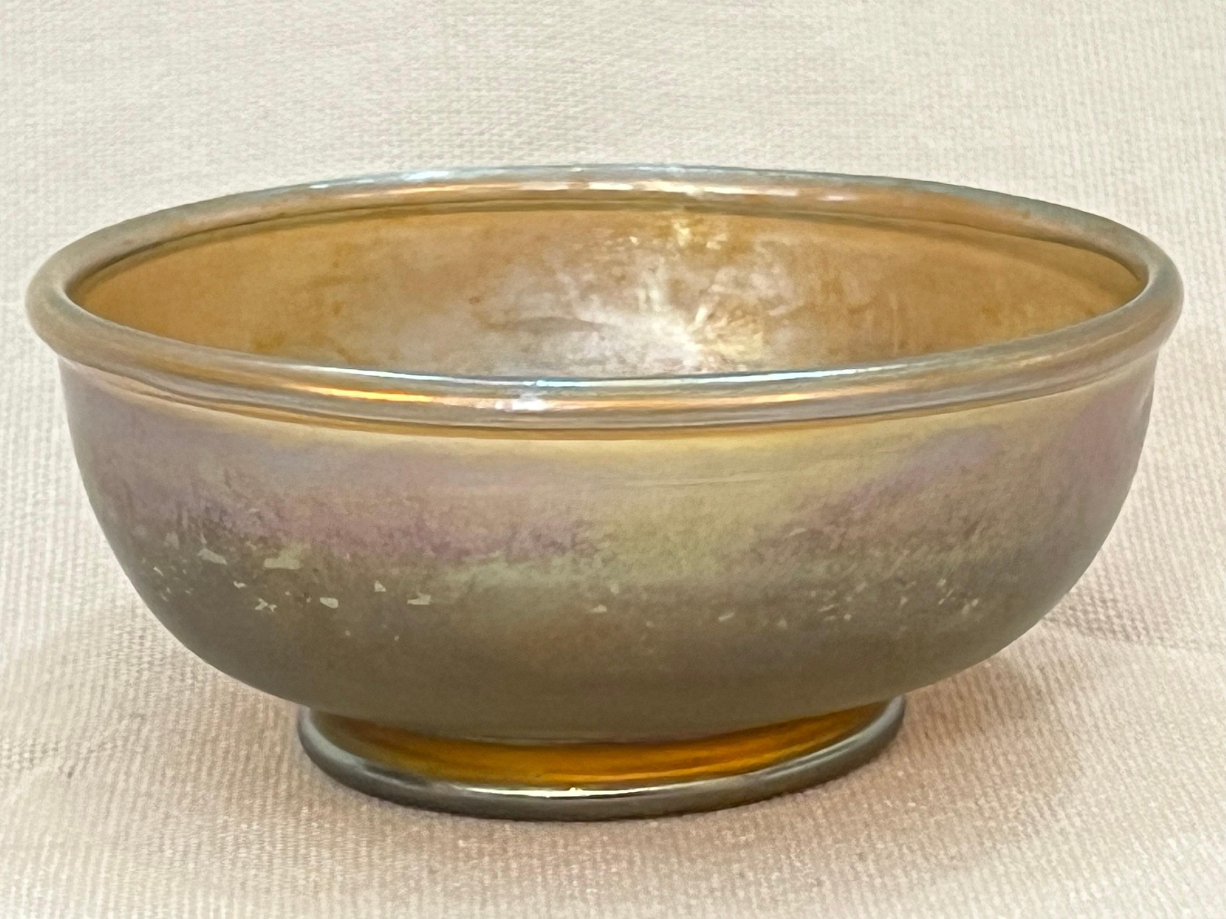 20th Century Louis Comfort Tiffany LCT Favrile Glass Antique Bowl Signed Marked Circa 1910 For Sale