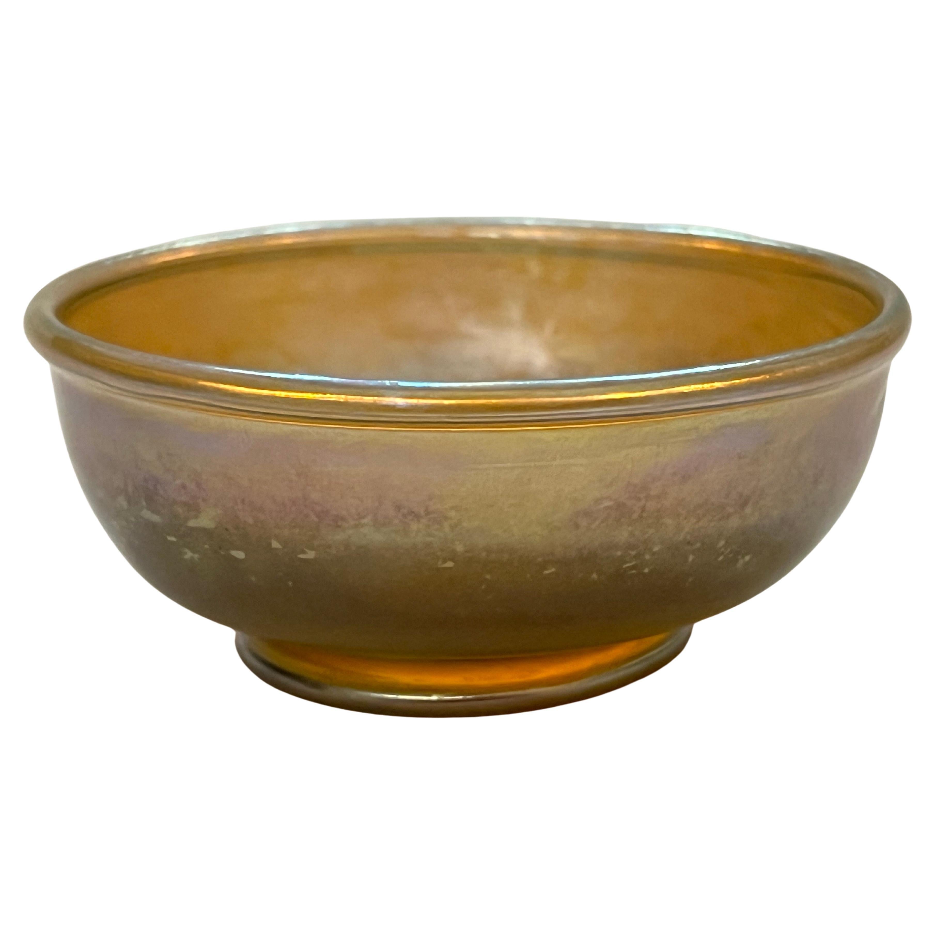 Louis Comfort Tiffany LCT Favrile Glass Antique Bowl Signed Marked Circa 1910 For Sale