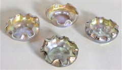 Louis Comfort Tiffany LCT Gold Favrile Art Glass Open Salt Cellar Set