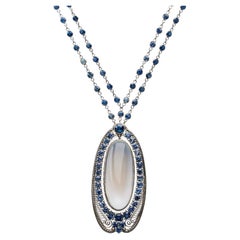 Collar con colgante de piedra de luna y zafiro Louis Comfort Tiffany, Tiffany & Co.