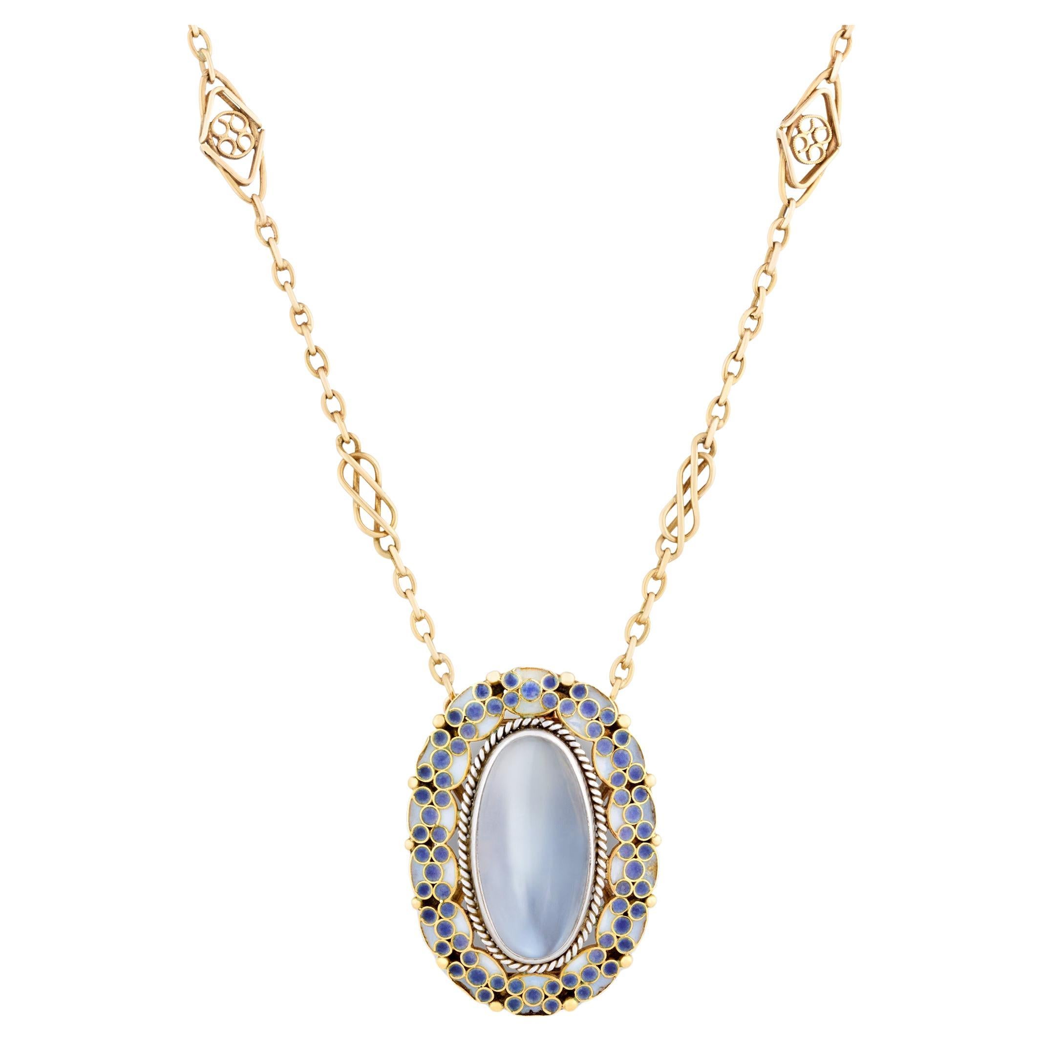 Louis Comfort Tiffany Moonstone Pendant Brooch