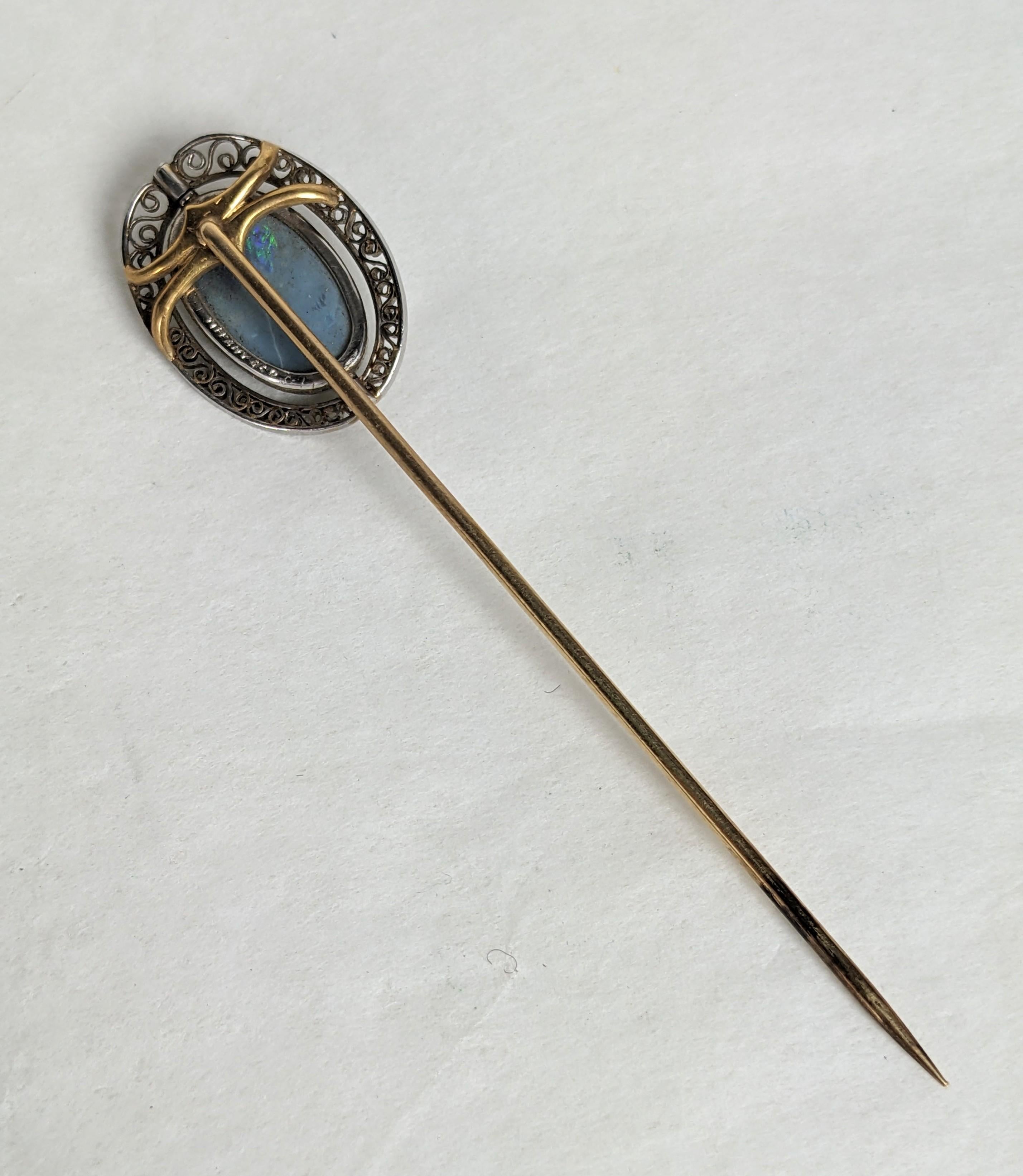 Louis Comfort Tiffany Opal and Filigree Stick Pin For Sale 1
