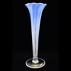 Louis Comfort Tiffany Opalescent & Blue Pastel Favrile Art Glass Vase, LCT 1915