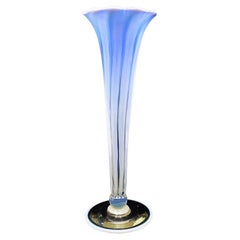 Louis Comfort Tiffany Opalescent & Blue Pastel Favrile Art Glass Vase, LCT 1915