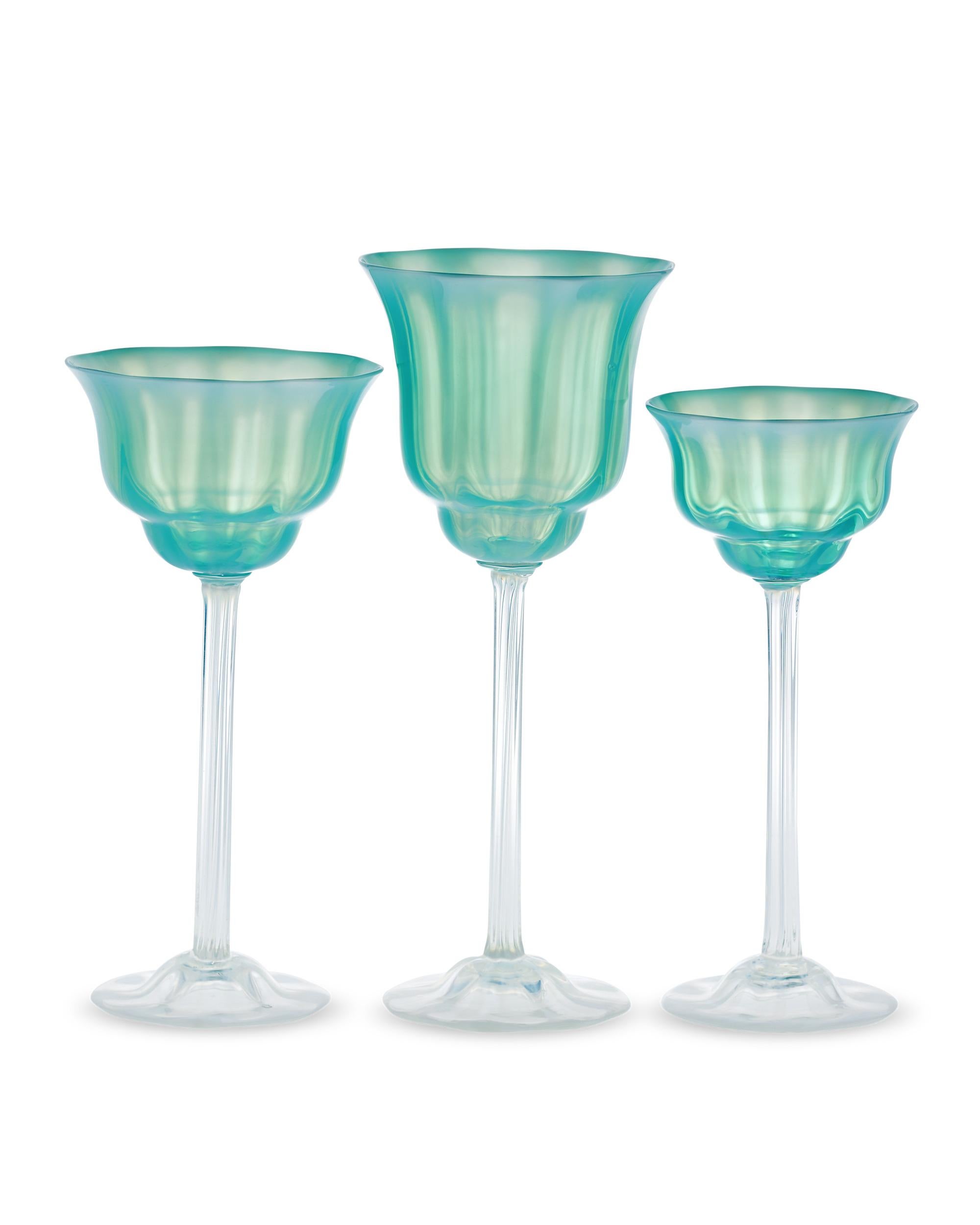 Art Nouveau Servizio da tavola in vetro Favrile pastello Louis Comfort Tiffany in vendita