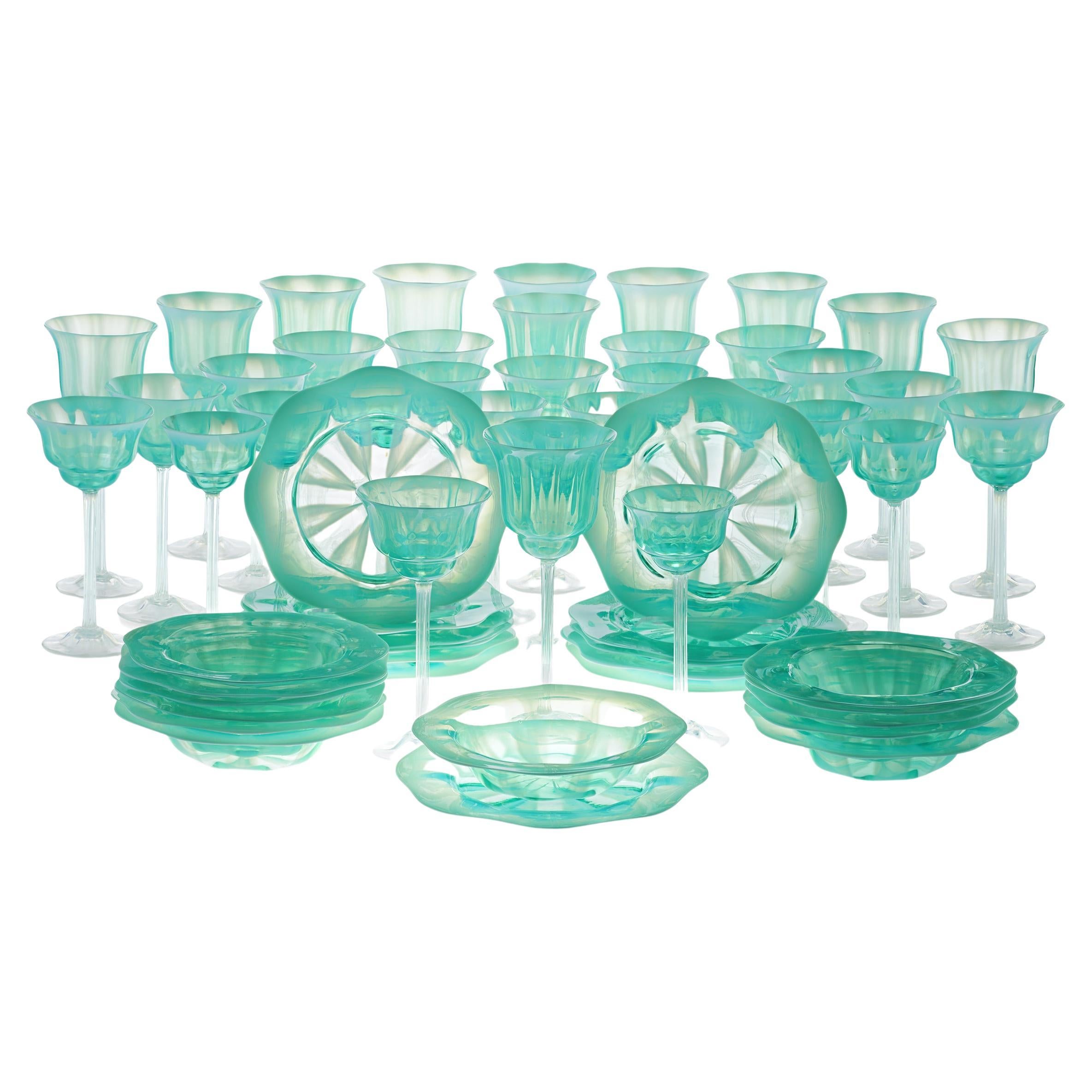Louis Comfort Tiffany Pastel Favrile Glass Dinnerware For Sale