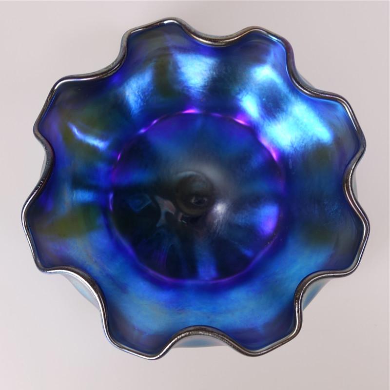 Art Nouveau Louis Comfort Tiffany Rare Blue Favrile Art Glass Berry Bowl, LCT, circa 1900